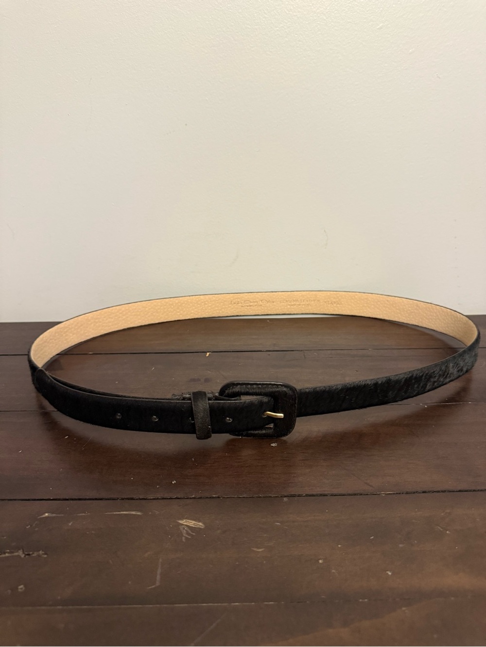 Lake Shore Drive Accessories Black Hair-On Leather Belt XL Covered Buckle